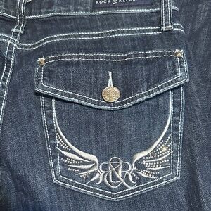 Rock & Republic Dark Indigo Bootcut Jeans with Embroidered Back Pockets